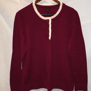 Talbots Burgundy Ruffle Neck Sweater Top | Size L
